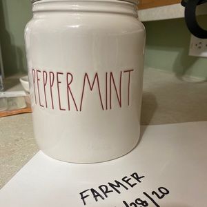 Rae Dunn peppermint canister